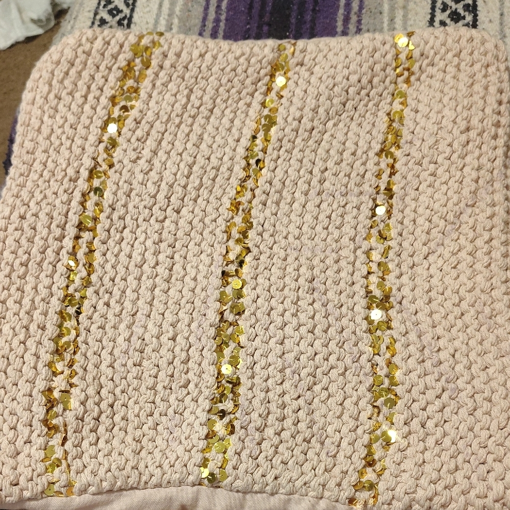 Elegant Cream and Gold Accent Pillow
